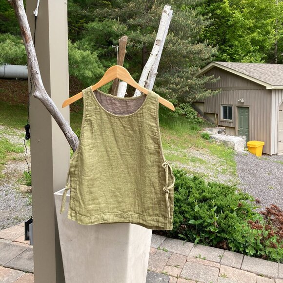 ARITZIA, Summer Linen Top, OS, Mustard Green and Coco inside - Picture 4 of 15